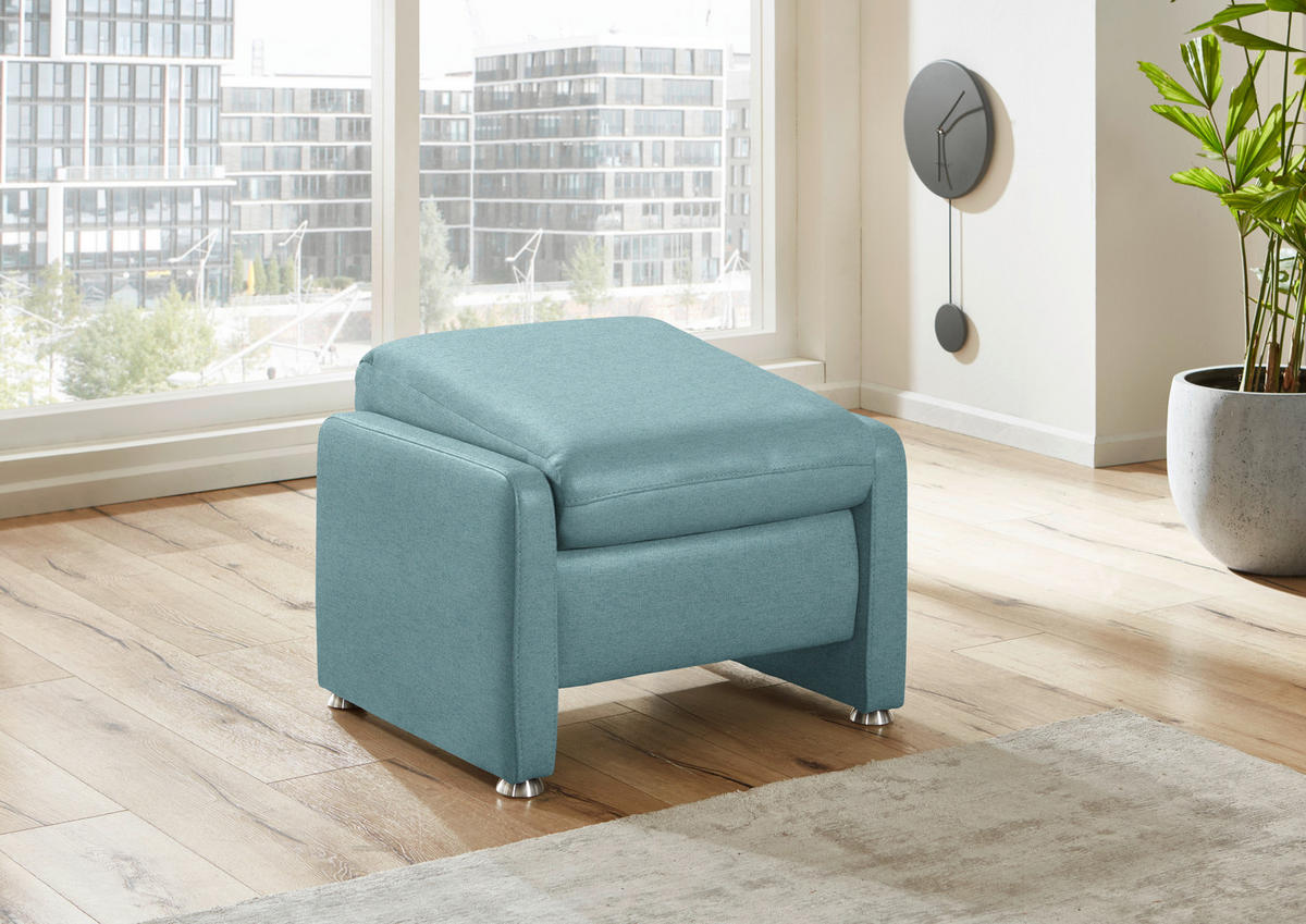HOCKER in Textil Hellblau  - Alufarben/Hellblau, KONVENTIONELL, Textil/Metall (67/44/58cm) - Beldomo Comfort