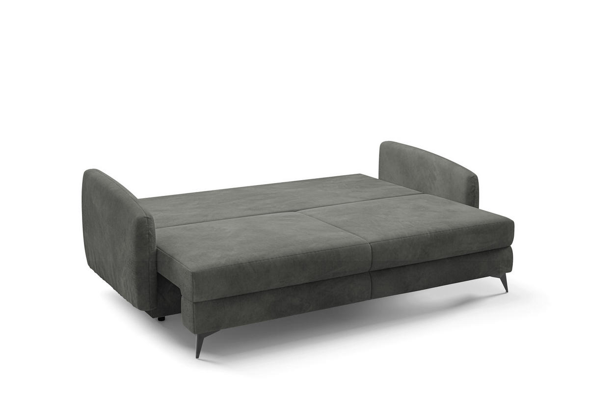 SCHLAFSOFA INGRID  mit Plüsch Grau  - Creme/Schwarz, Design, Textil/Metall (230/100/103cm) - Livetastic