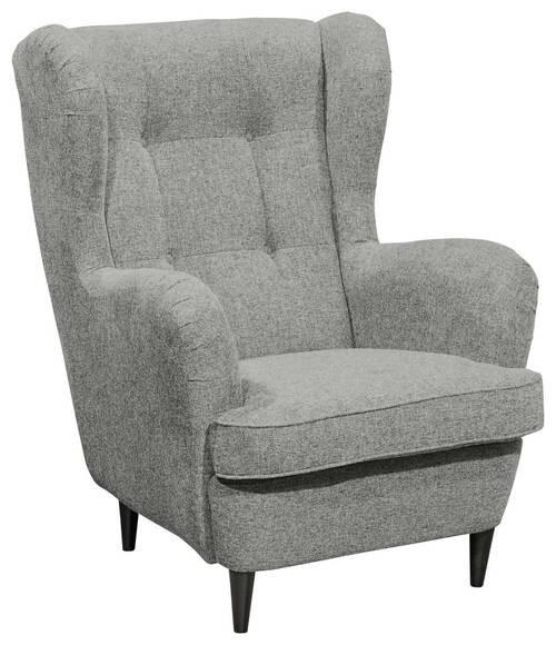 ÖRONLAPPSFÅTÖLJ i mikrovelour ljusgrå  - ljusgrå/svart, Basics, trä/textil (78/102/98cm) - MID.YOU