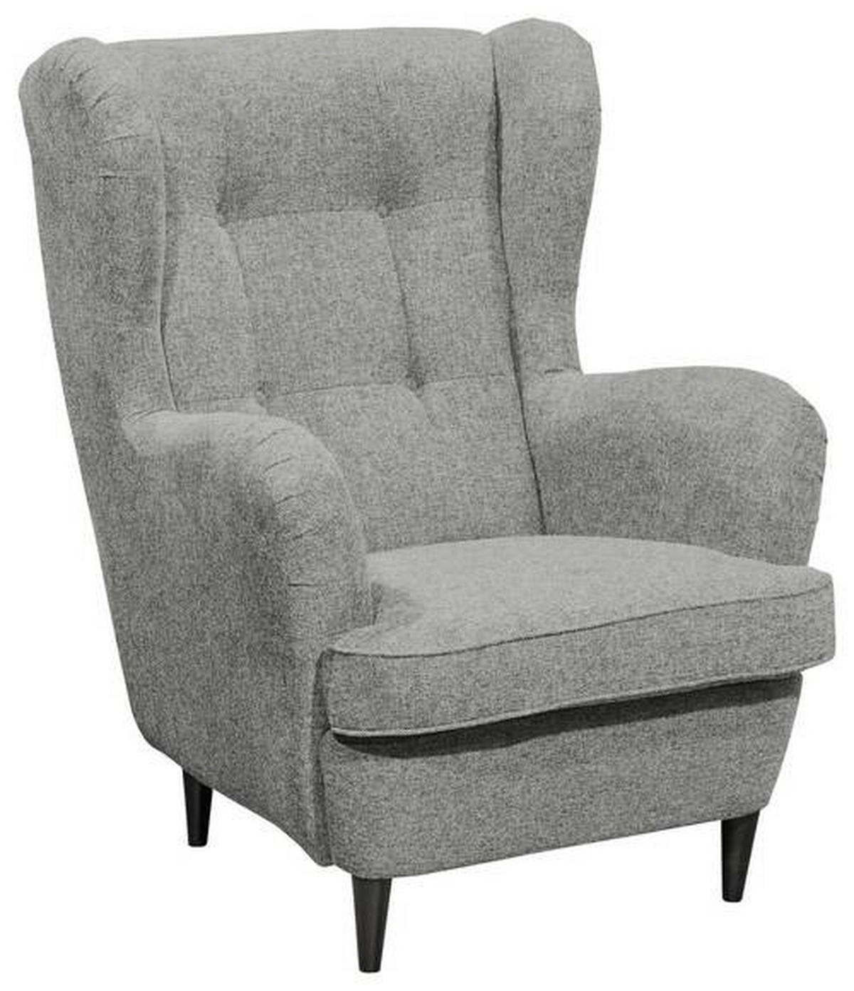 ÖRONLAPPSFÅTÖLJ i mikrovelour ljusgrå  - ljusgrå/svart, Basics, trä/textil (78/102/98cm) - MID.YOU