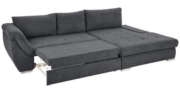 ECKSOFA in Flachgewebe Dunkelbraun  - Dunkelbraun/Silberfarben, Design, Textil/Metall (306/174cm) - Carryhome