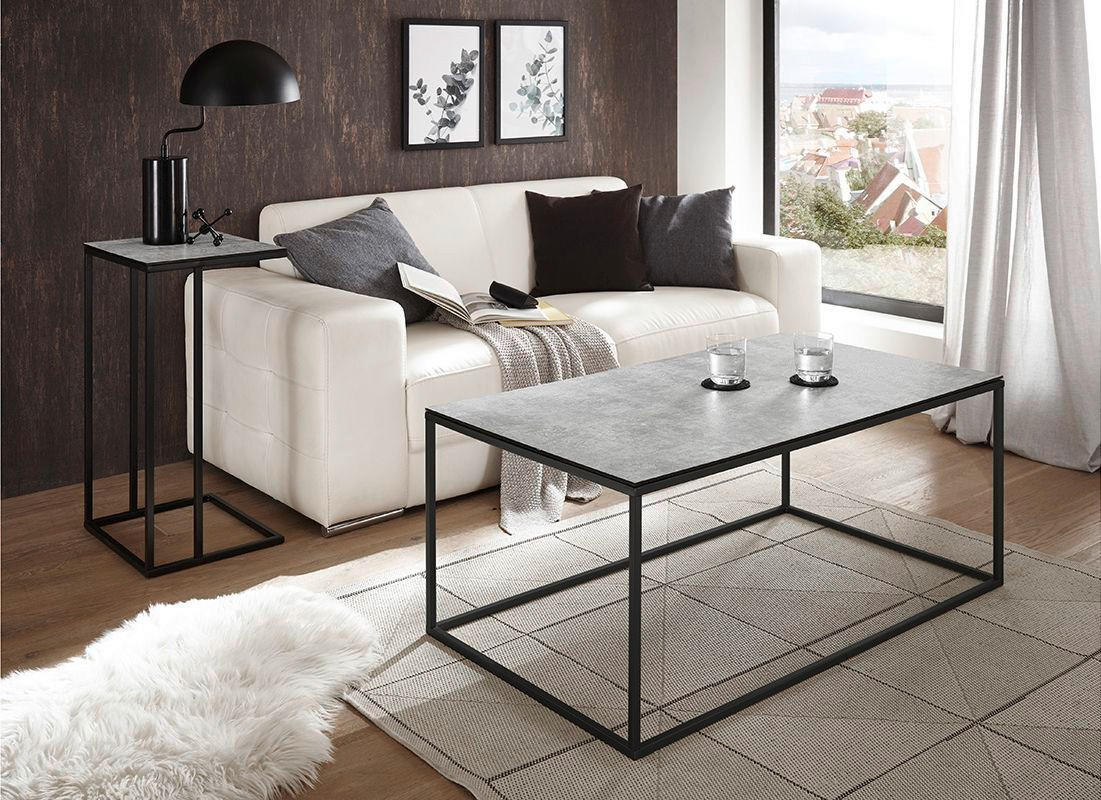 COUCHTISCH Sicherheitsglas 110/60/45 cm rechteckig Grau, Schwarz  - Schwarz/Grau, Design, Glas/Metall (110/60/45cm) - Xora