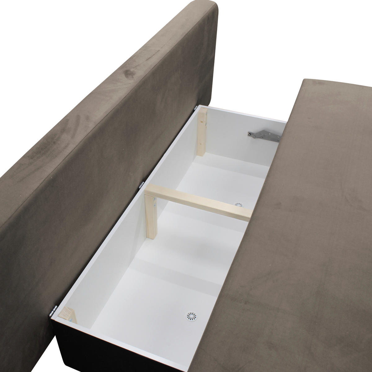 SCHLAFSOFA Velours Braun Rückenkissen, Armlehnenkissen, Bettkasten  - Schwarz/Braun, Design, Kunststoff/Textil (197/90/83cm) - MID.YOU