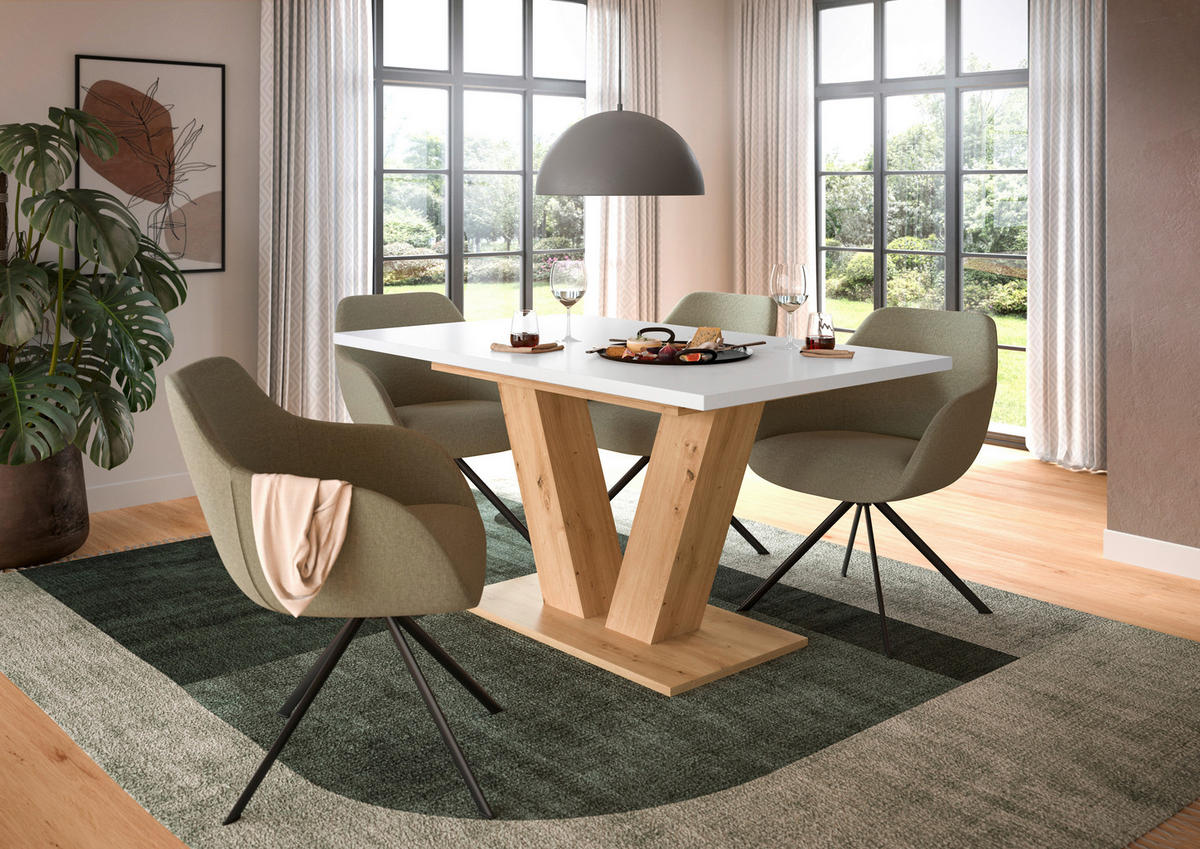 AUSZIEHTISCH in Holzwerkstoff  - Weiß/Eiche Artisan, Trend, Holzwerkstoff (150-190/76/90cm)
