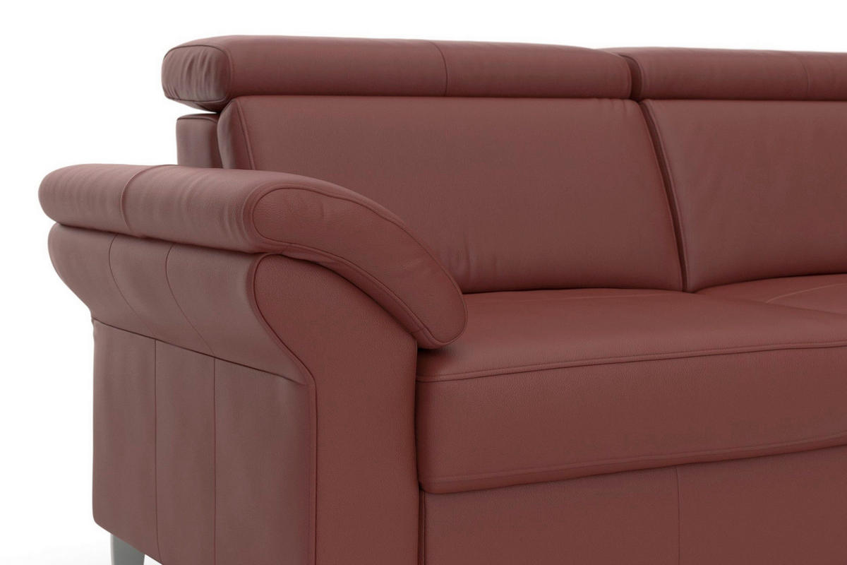 3-SITZER-SOFA ARNGAST E Echtleder Rotbraun  - Chromfarben/Rotbraun, Basics, Leder/Metall (186/84/93cm) - Sit & More