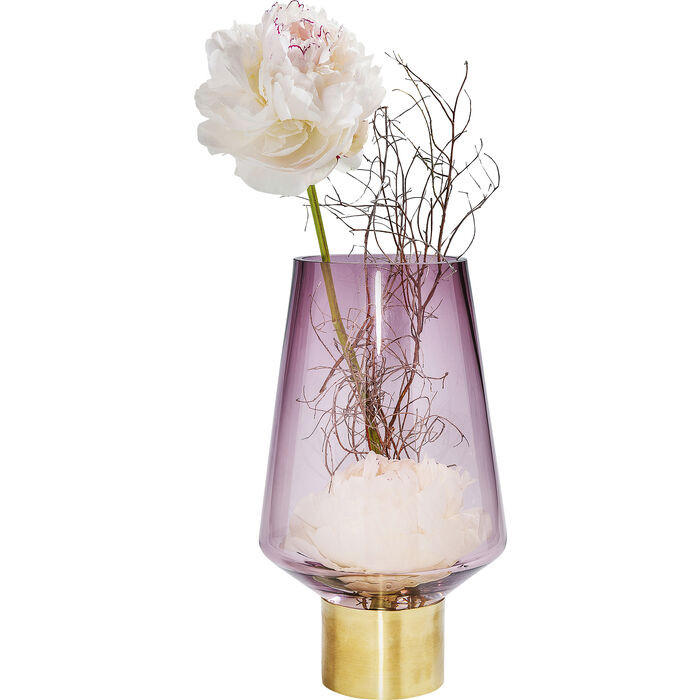 VASE 26 cm  - Lila, Design, Glas/Metall (16/26/16cm)
