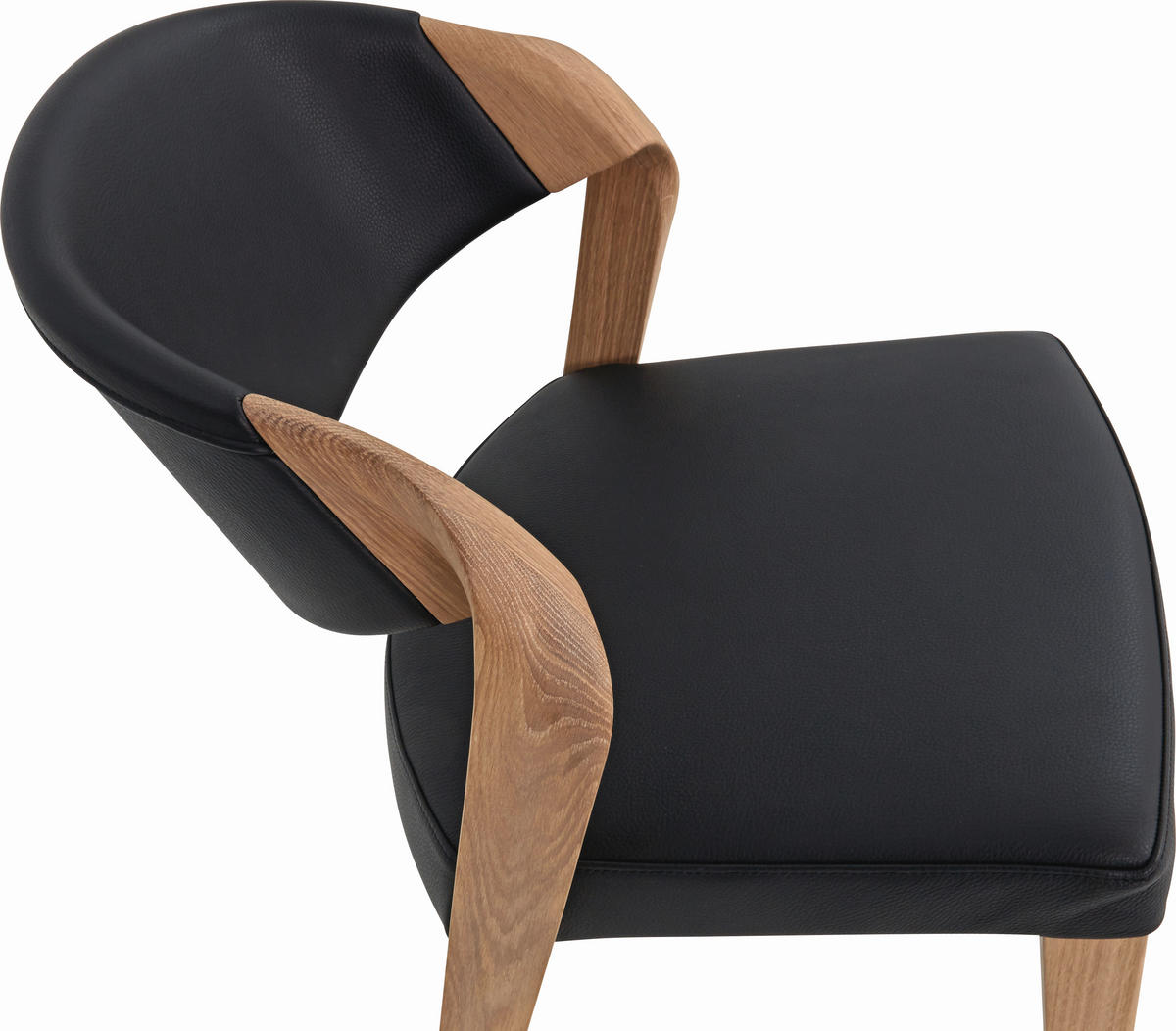 SCAUN in lemn, piele negru, culoare lemn stejar  - culoare lemn fag/culoare lemn stejar, Natur, lemn/piele (53/82/57cm) - Voglauer