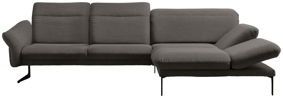 ECKSOFA in Webstoff Dunkelgrau  - Dunkelgrau/Anthrazit, Design, Textil/Metall (299/203cm) - Himolla
