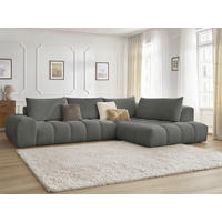 ECKSOFA Ottomane rechts  EVEREST Dunkelgrau Flachgewebe  - Dunkelgrau/Schwarz, MODERN, Kunststoff/Textil (352/210cm) - Livetastic