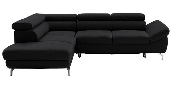 ECKSOFA Schwarz Echtleder - Silberfarben/Schwarz, Design, Leder/Metall (270/220cm) - Novel