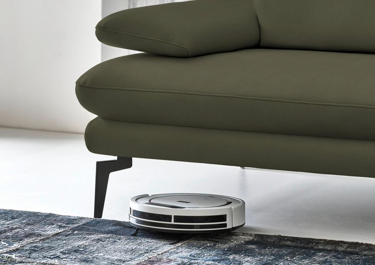 3-SITZER-SOFA in Echtleder Grün  - Schwarz/Grün, Design, Leder/Metall (222/86/104cm) - Dieter Knoll