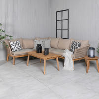 LOUNGEGRUPP 210/160 cm akacia aluminium  - beige/akaciefärgad, Klassisk, metall/trä (210/160cm) - Gardenson