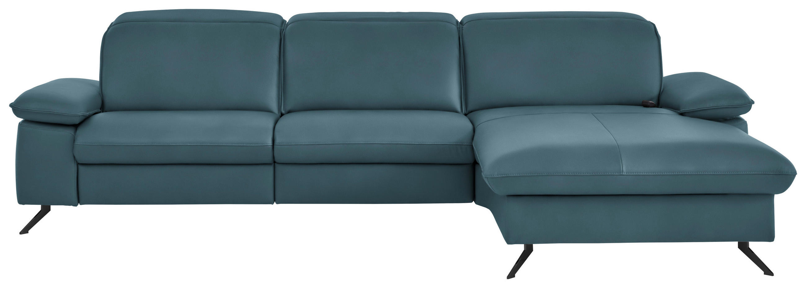 ECKSOFA 307/169 cm Beldomo premium in Echtleder Blau Kopfteilverstellung  307/169 cm  - Blau/Schwarz, Design, Leder/Metall (307/169cm) - Beldomo Premium