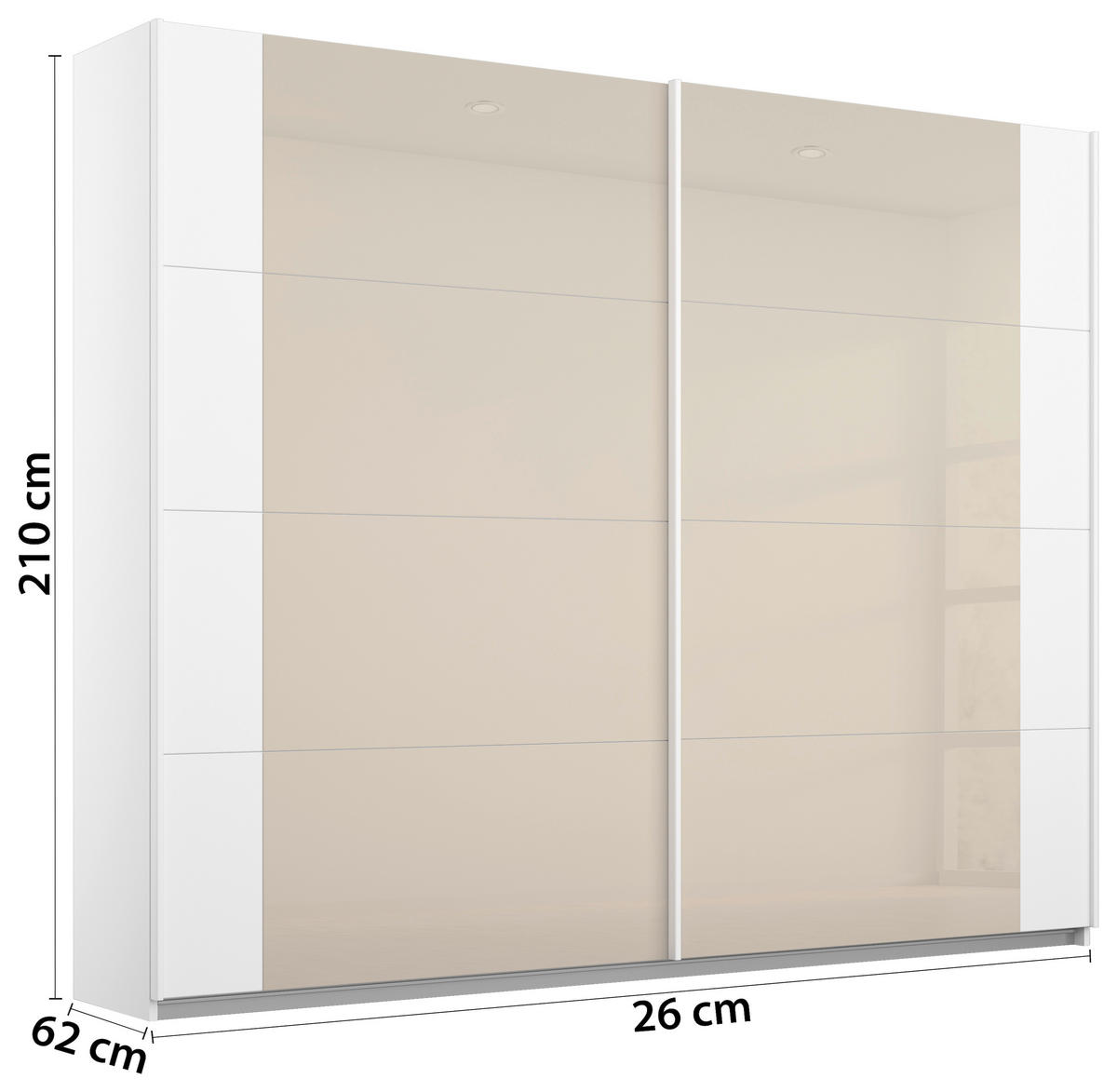 SCHWEBETÜRENSCHRANK  in Weiß, Champagner  - Champagner/Weiß, MODERN, Holzwerkstoff/Metall (226/210/62cm) - Rauch Möbel