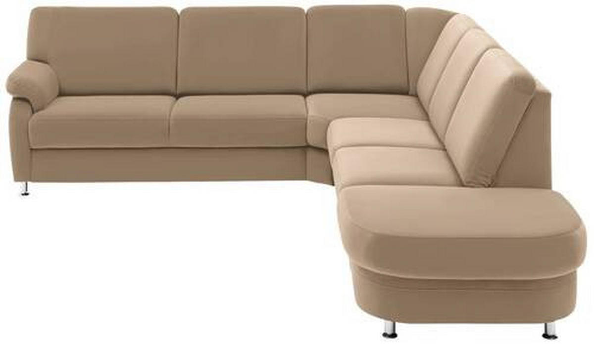 ECKSOFA in Flachgewebe Hellbraun  - Hellbraun/Alufarben, Konventionell, Textil/Metall (269/289cm) - Beldomo System