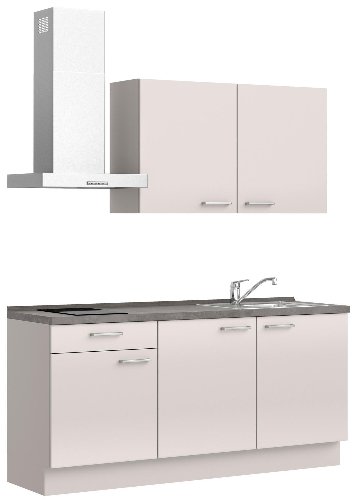 KÜCHENLEERBLOCK Flash 180 cm  in Schieferfarben, Hellgrau  - Schieferfarben/Edelstahlfarben, MODERN, Holzwerkstoff/Metall (180cm) - Nobilia