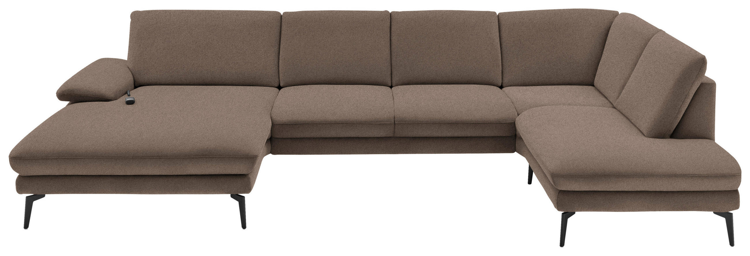 WOHNLANDSCHAFT in Webstoff Braun  - Schwarz/Braun, Design, Textil/Metall (180/344/208cm) - Dieter Knoll