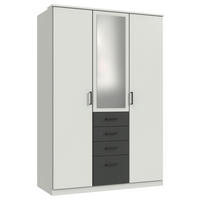 KLEIDERSCHRANK 135/199/58 cm 3-türig Graphitfarben, Weiß  - Schwarz/Graphitfarben, KONVENTIONELL, Glas/Holzwerkstoff (135/199/58cm) - Boxxx