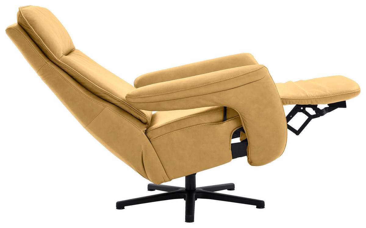 RELAXSESSEL in Leder Gelb  - Gelb/Schwarz, Design, Leder/Metall (83/112/87-174cm) - Valdera