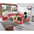 ECKBANK 185/137 cm  in Rot, Edelstahlfarben  - Edelstahlfarben/Rot, Design, Textil/Metall (185/137cm) - Dieter Knoll