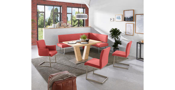 ECKBANK 185/137 cm  in Rot, Edelstahlfarben  - Edelstahlfarben/Rot, Design, Textil/Metall (185/137cm) - Dieter Knoll