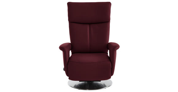 RELAXSESSEL in Leder Weinrot - Edelstahlfarben/Weinrot, Design, Leder/Metall (78/112/85cm) - Cantus