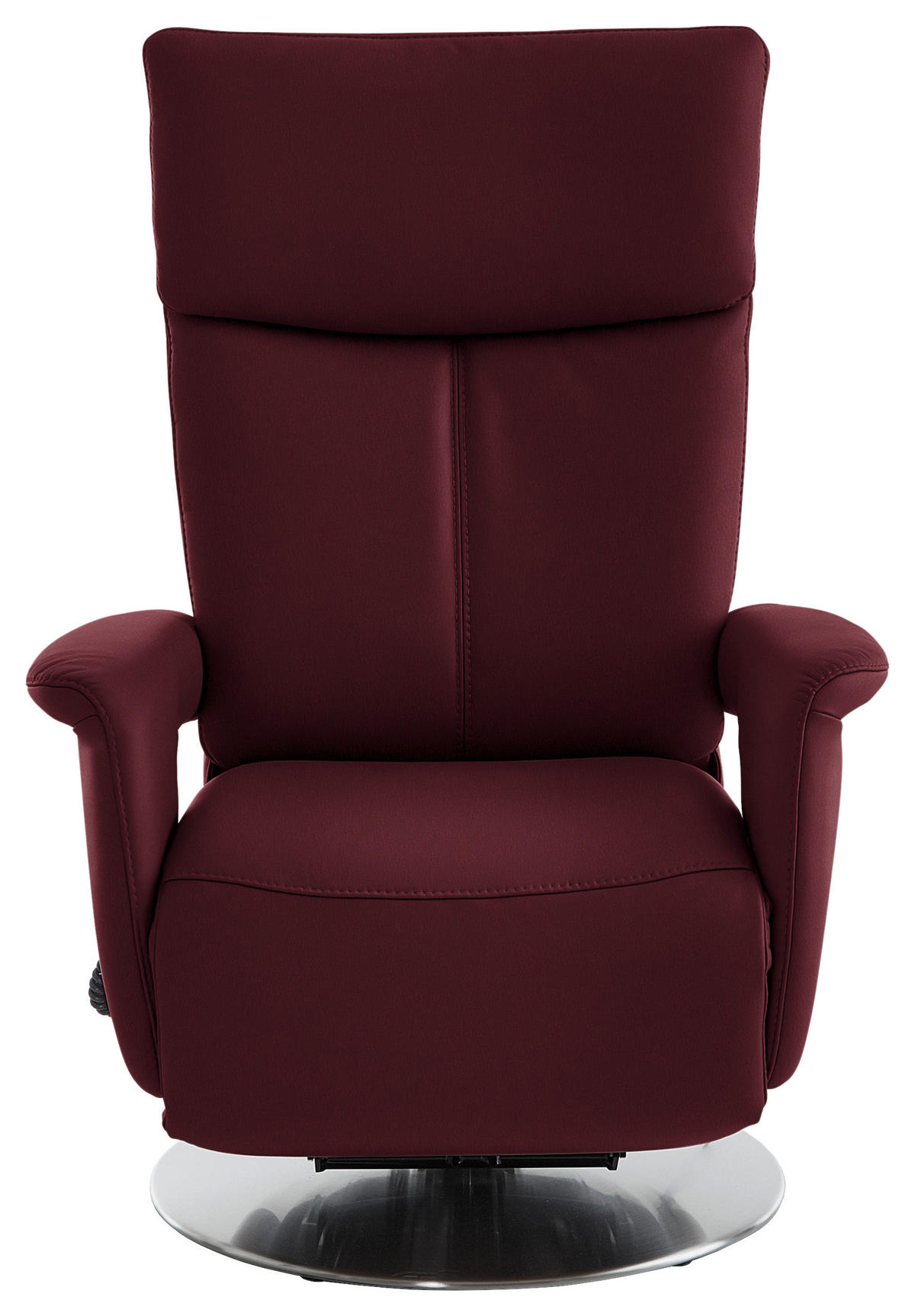 RELAXSESSEL in Leder Weinrot  - Edelstahlfarben/Weinrot, Design, Leder/Metall (78/112/85cm) - Cantus