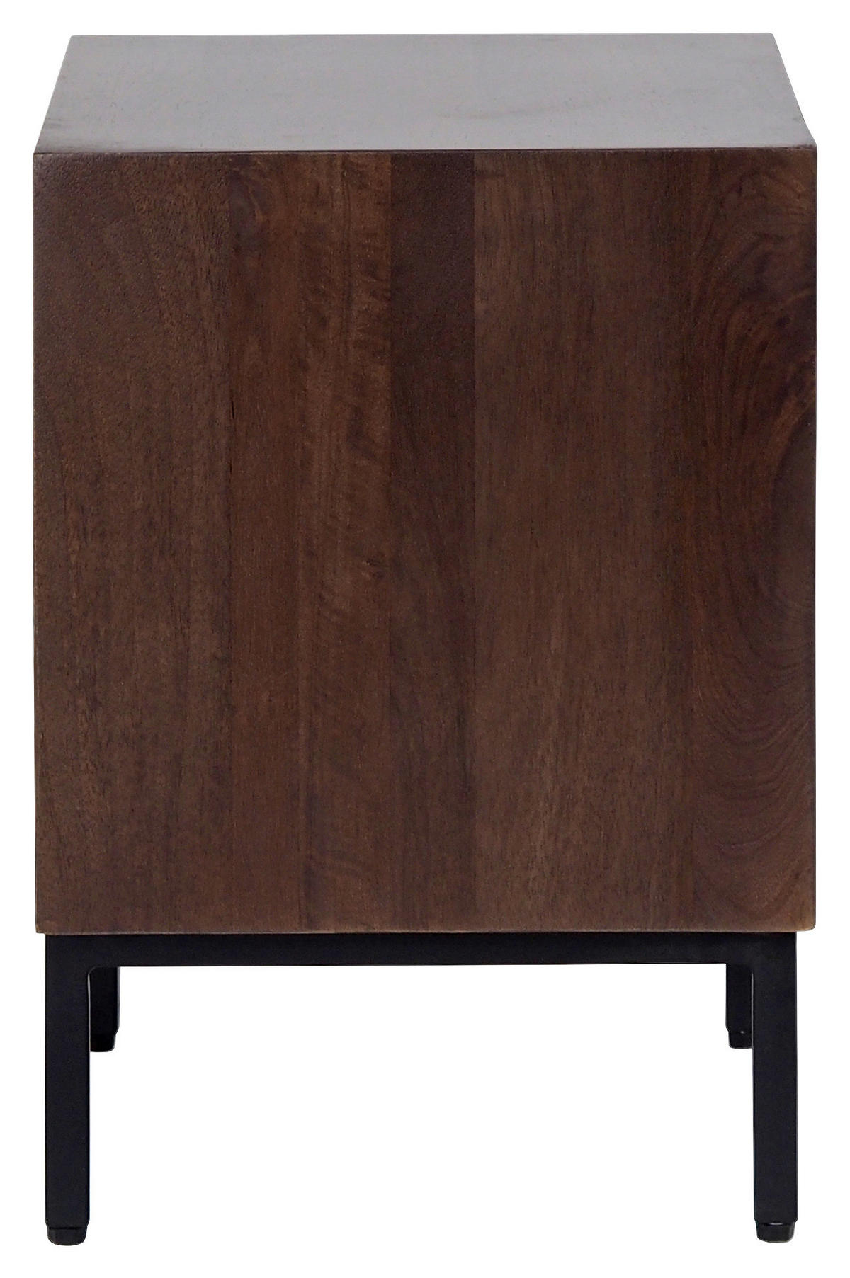 ÉJJELISZEKRÉNY keményfa mangófa diószínű  - fekete/diószínű, Modern, fa/fém (40/50/35cm) - MID.YOU