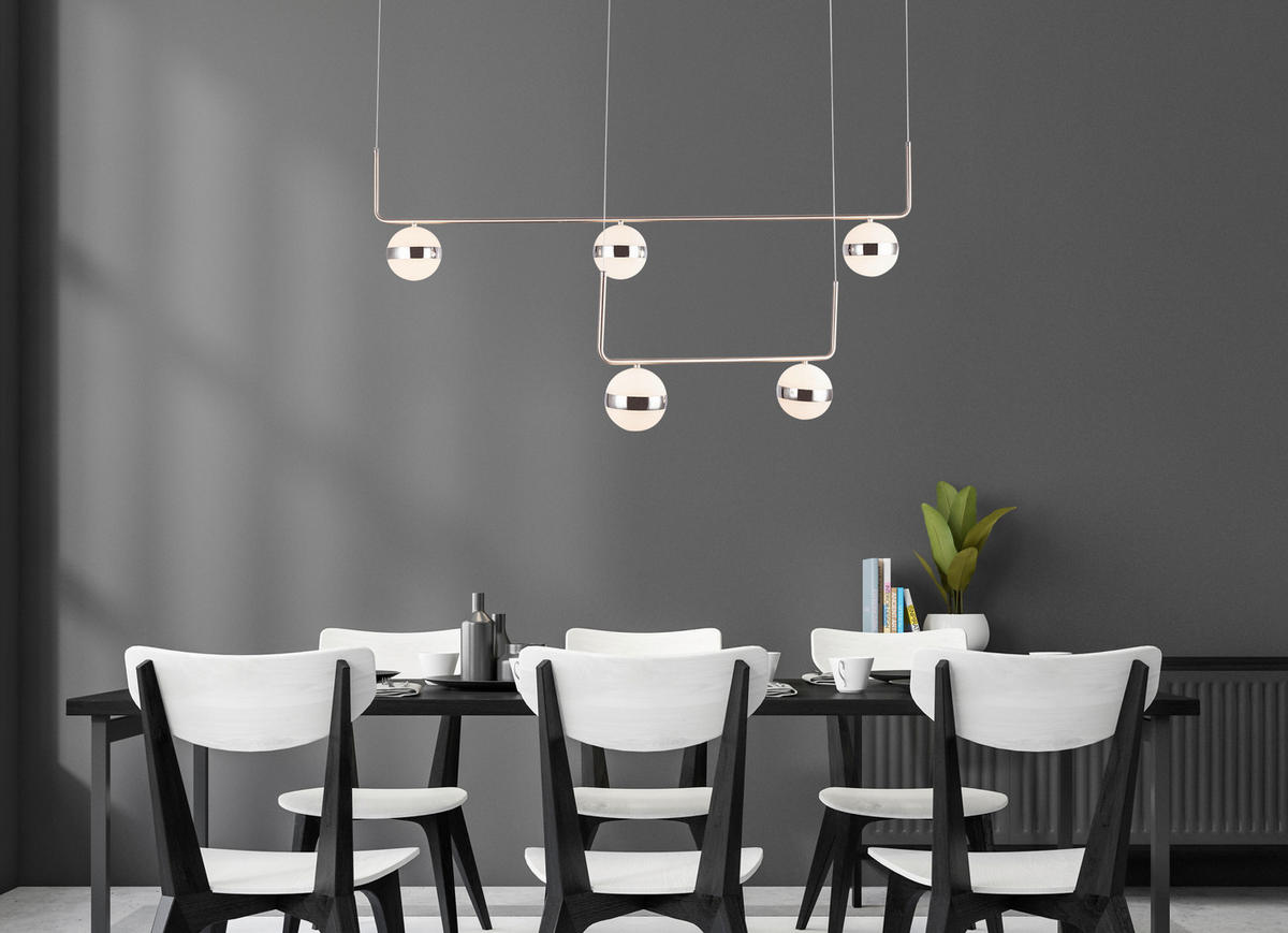 LED-HÄNGELEUCHTE 130/38/150 cm  - Weiß/Nickelfarben, Design, Kunststoff/Metall (130/38/150cm) - Globo