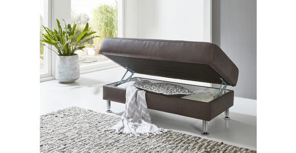 ECKSOFA in Mikrofaser Anthrazit  - Anthrazit/Alufarben, Design, Textil/Metall (242/275cm) - Dieter Knoll