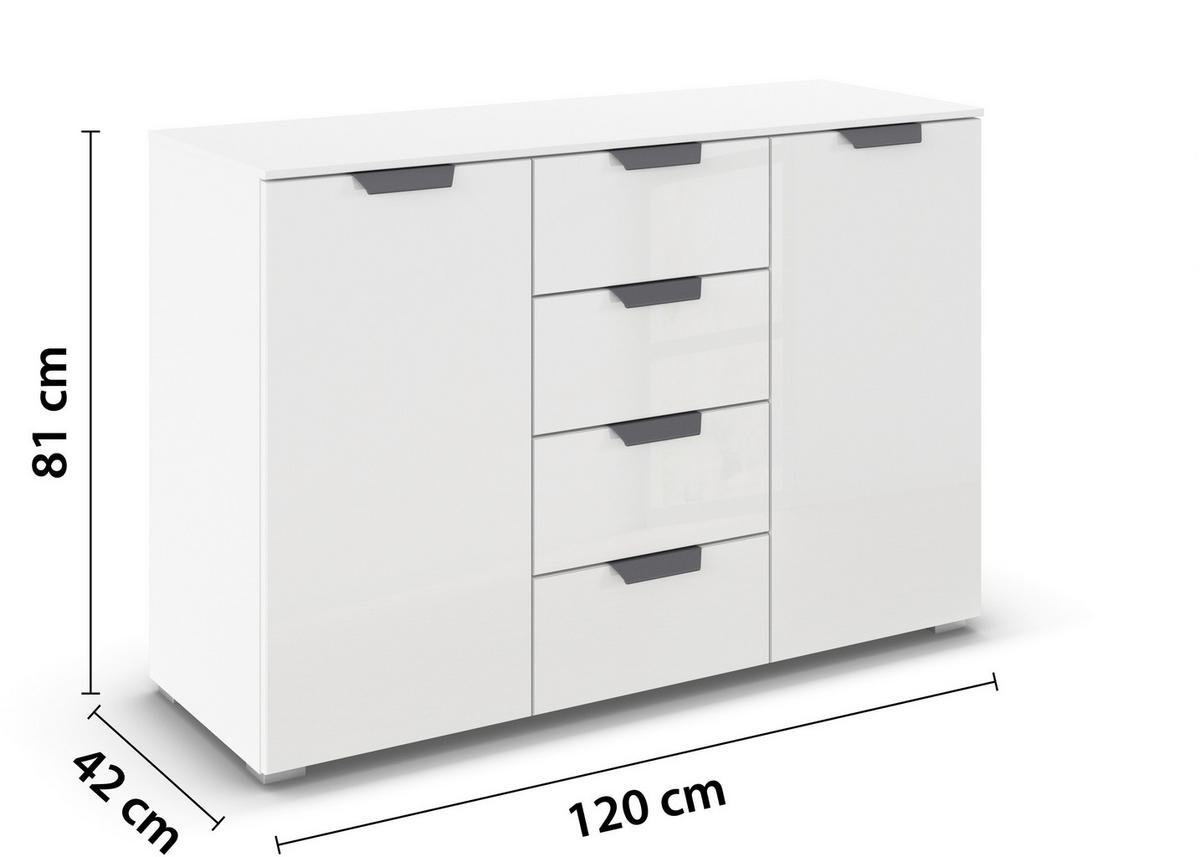 SIDEBOARD  in 120/81/42 cm  - Dunkelgrau/Weiß, Design, Glas/Holzwerkstoff (120/81/42cm) - Carryhome