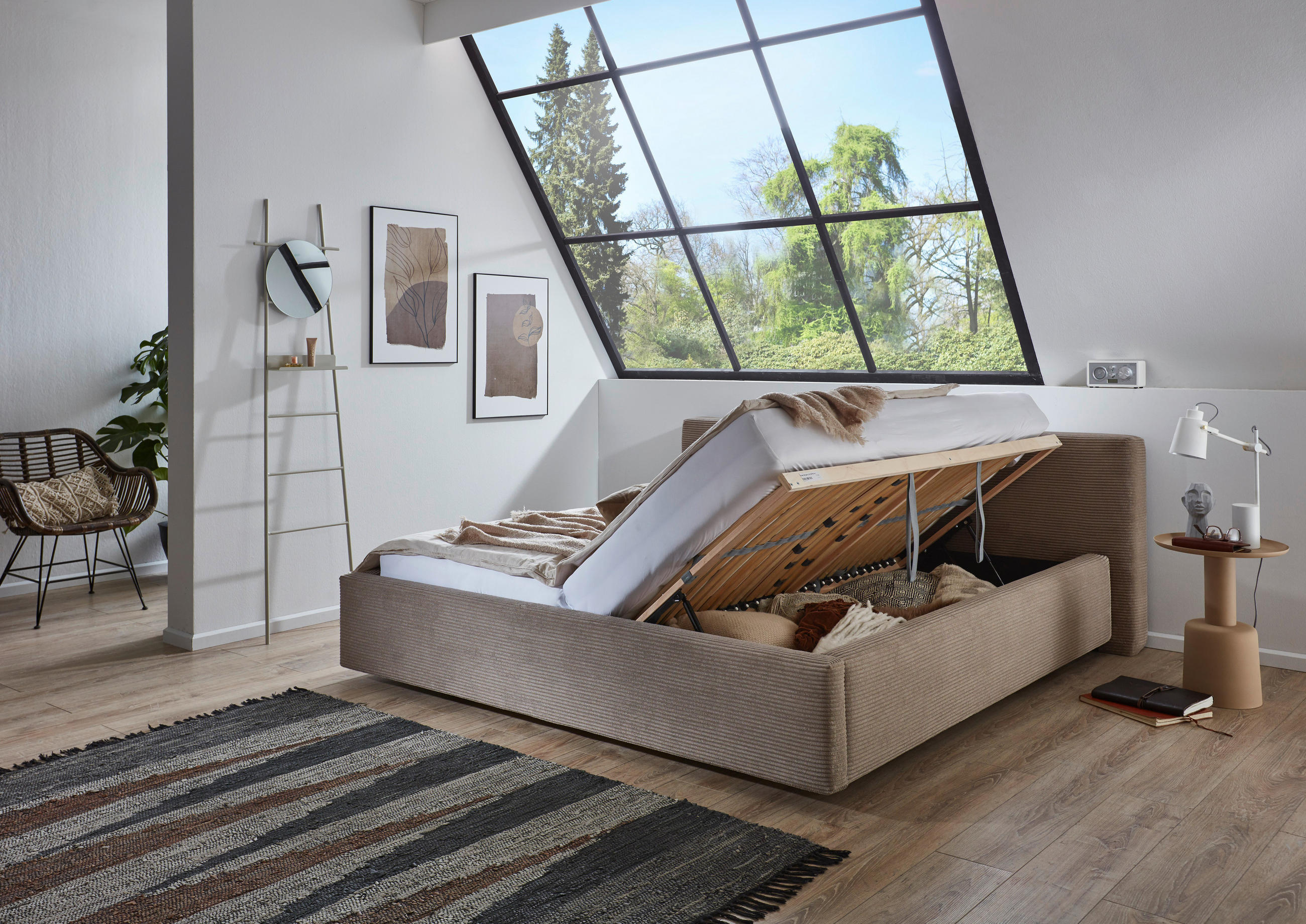 POLSTERBETT 160/200 cm  in Taupe  - Taupe/Weiss, Basics, Holz/Textil (160/200cm) - Boxxx