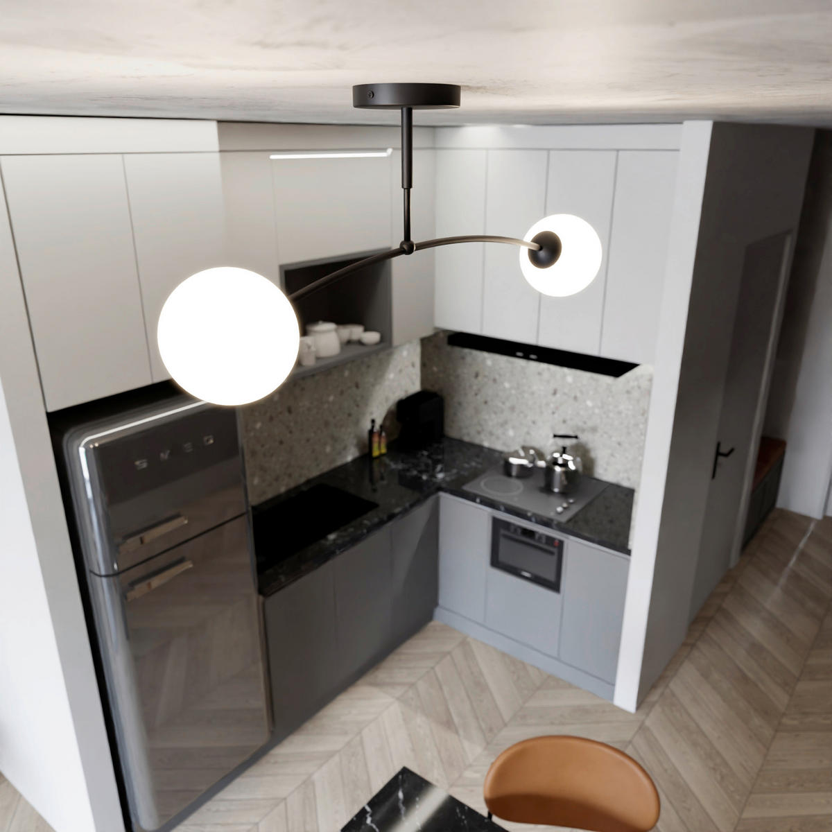 DECKENLEUCHTE 60/14/20 cm  - Schwarz, KONVENTIONELL, Glas/Metall (60/14/20cm)