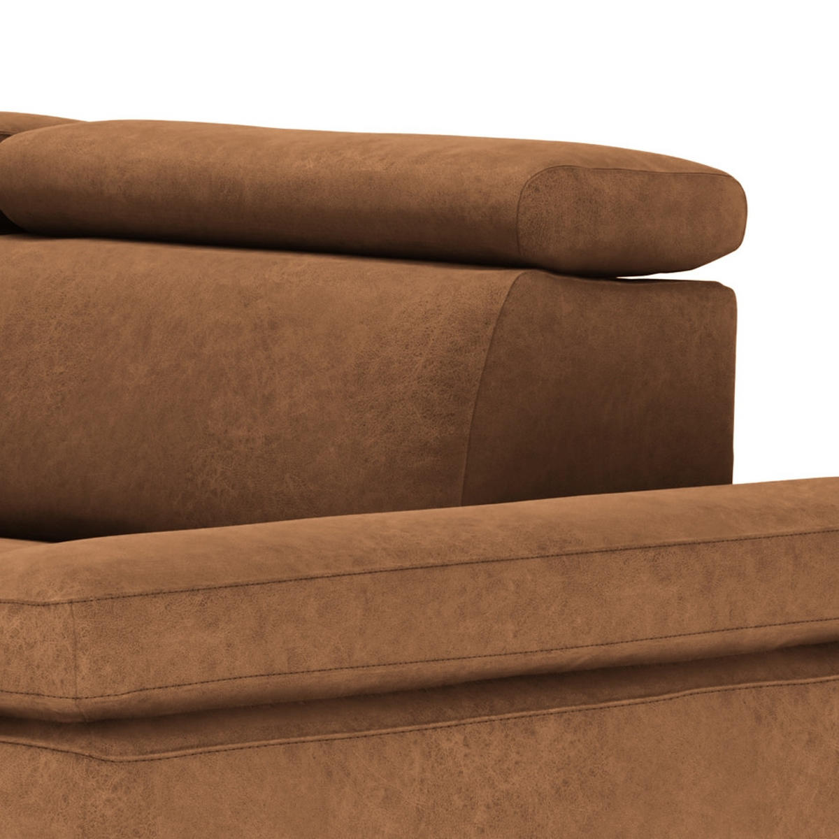 ECKSOFA in Mikrofaser Braun  - Silberfarben/Braun, Konventionell, Textil/Metall (259/82/182cm) - Trendmanufaktur