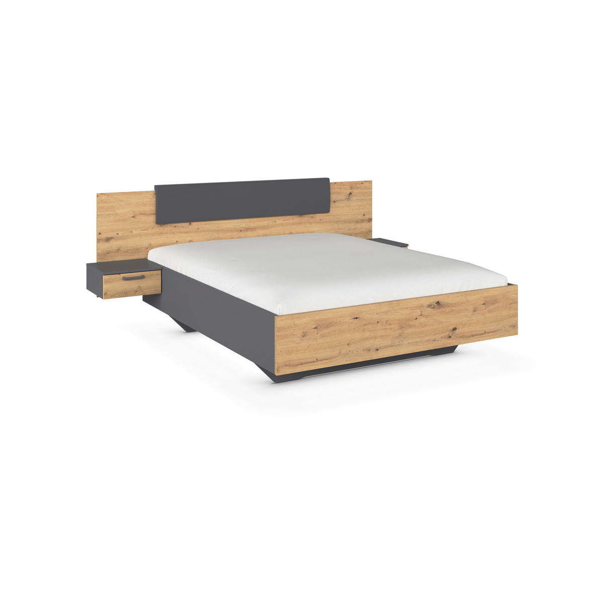 BETTANLAGE 160/200 cm  in Grau, Eiche Artisan  - Eiche Artisan/Grau, MODERN, Holzwerkstoff (160/200cm) - Rauch Möbel