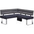 ECKBANK Chenille Anthrazit, Grau - Anthrazit/Alufarben, KONVENTIONELL, Textil/Metall (157/158cm) - MODERANO
