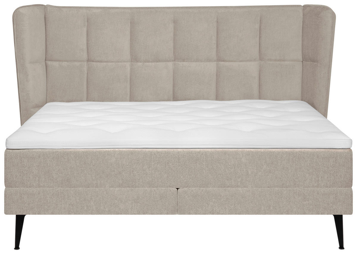 KONTINENTALSÄNG 160/200 cm  i beige  - beige/svart, Klassisk, trä/textil (160/200cm) - Niels Andersson