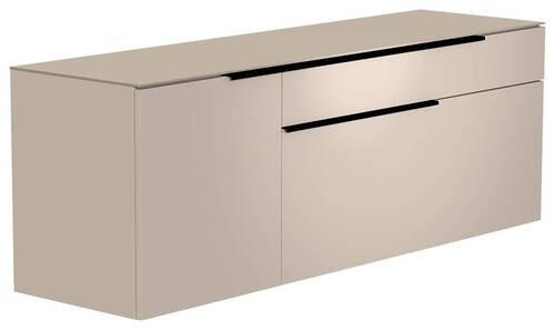 LOWBOARD  in 160/56/45 cm  - Sandfarben/Schwarz, Design, Glas/Holzwerkstoff (160/56/45cm) - Moderano