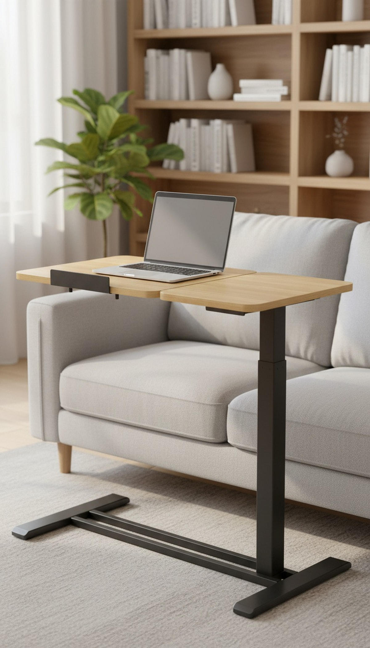 LAPTOPTISCH  Schwarz, Eichefarben Gasdruckfeder höhenverstellbar  - Eichefarben/Schwarz, MODERN, Holzwerkstoff/Kunststoff (78/65,5/105/38cm) - MID.YOU