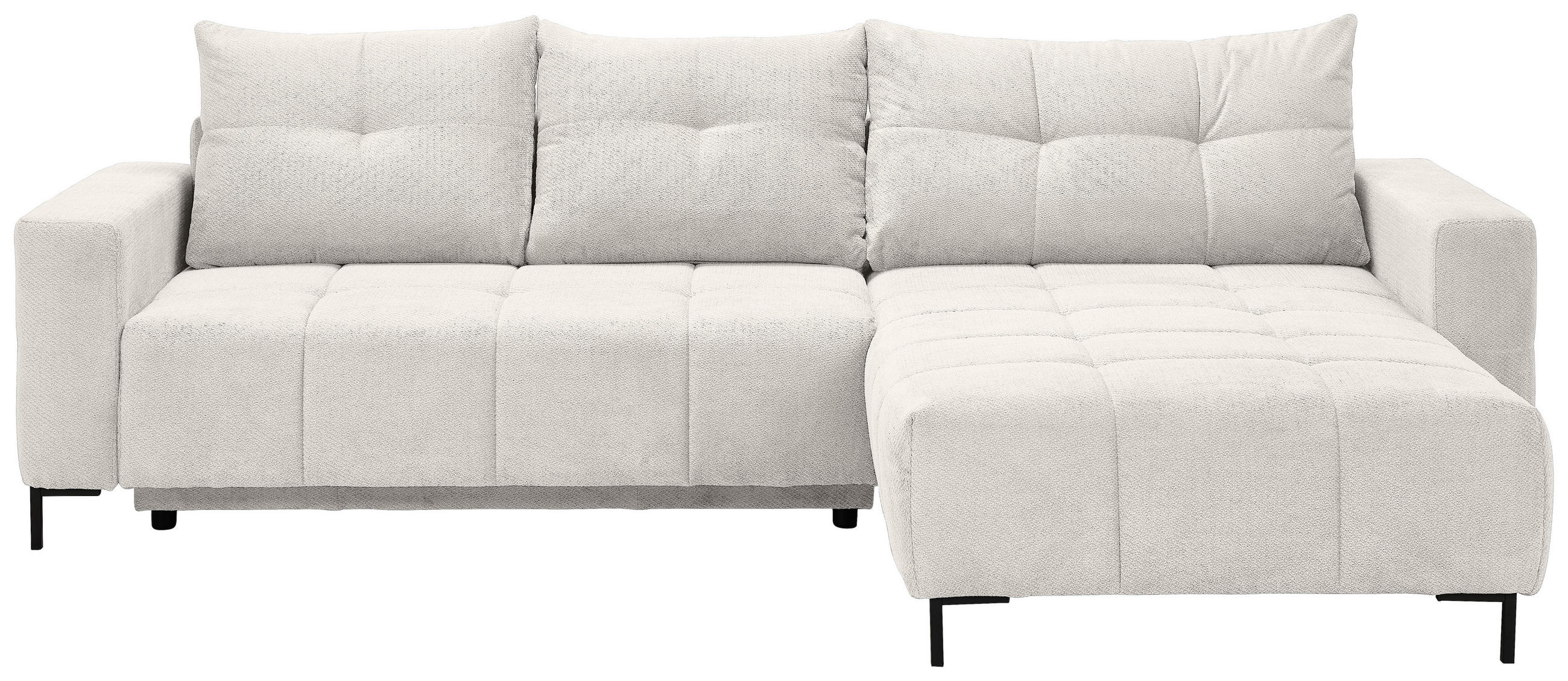 ECKSOFA Weiß Webstoff  - Schwarz/Weiß, KONVENTIONELL, Textil/Metall (292/192cm) - Carryhome