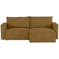 ECKSOFA Currygelb Feincord  - Currygelb/Schwarz, KONVENTIONELL, Kunststoff/Textil (242/151cm) - Carryhome