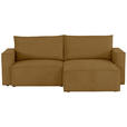 ECKSOFA in Feincord Currygelb  - Currygelb/Schwarz, KONVENTIONELL, Kunststoff/Textil (242/151cm) - Carryhome