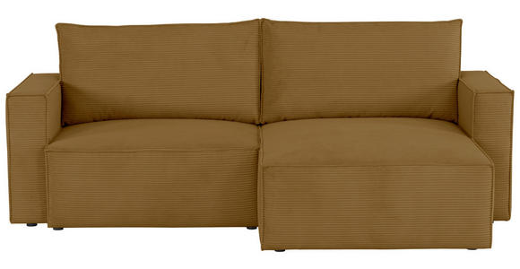 ECKSOFA in Feincord Currygelb  - Currygelb/Schwarz, KONVENTIONELL, Kunststoff/Textil (242/151cm) - Carryhome