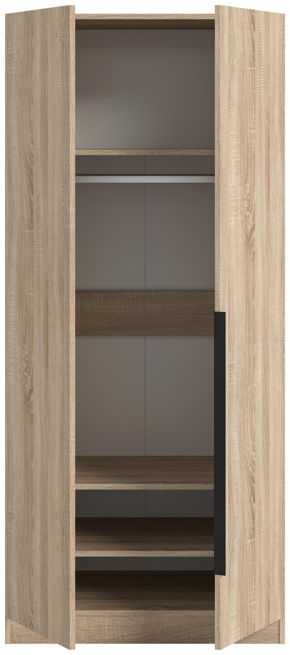 DREHTÜRENSCHRANK 80/181/52 cm,  in Sonoma Eiche, 2-türig  - Schwarz/Sonoma Eiche, MODERN, Holzwerkstoff/Kunststoff (80/181/52cm) - MID.YOU