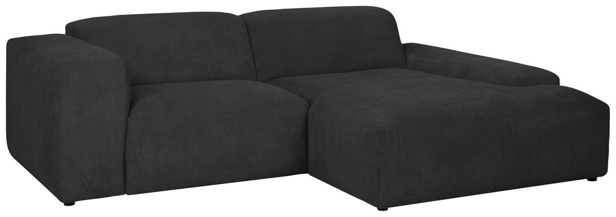 ECKSOFA HANNAH Anthrazit Cord  - Anthrazit/Schwarz, Design, Kunststoff/Textil (252/170cm) - MID.YOU