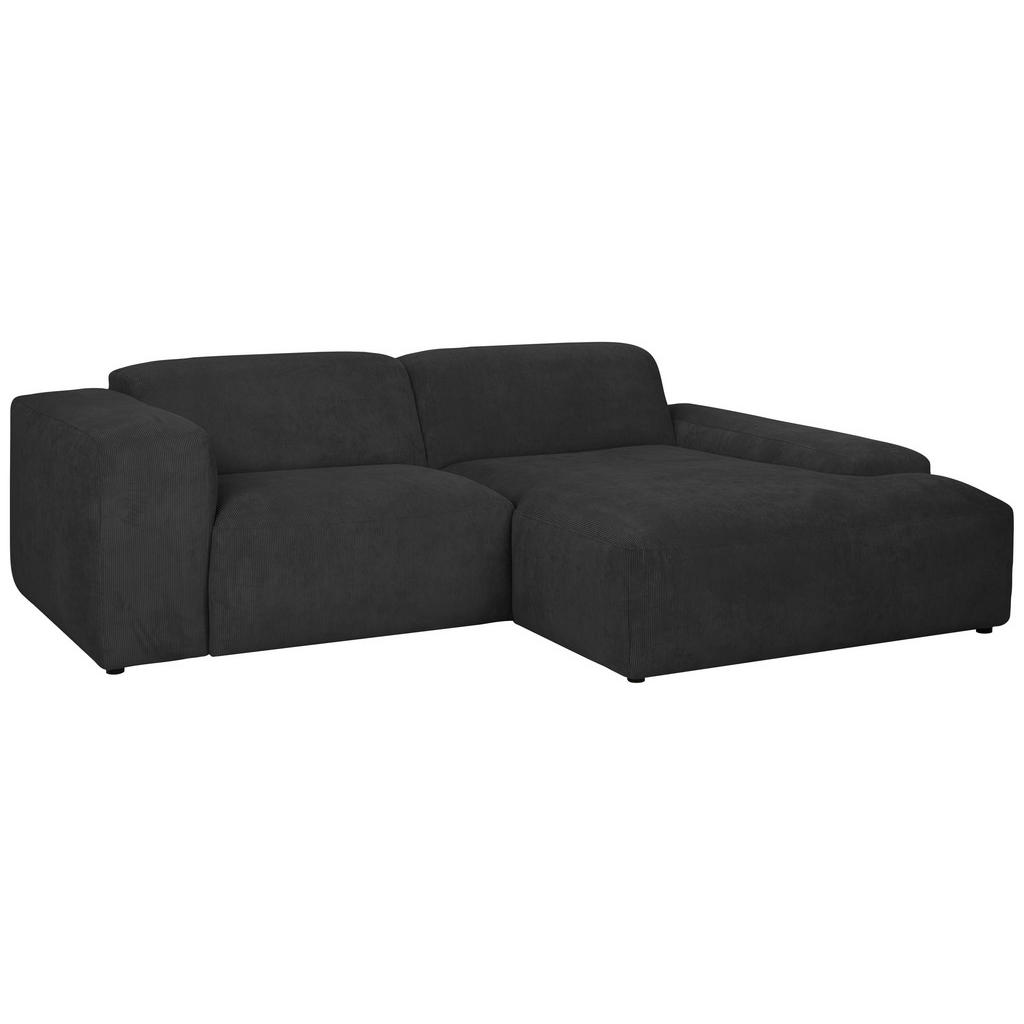 Thumbnail - Mid.you Ecksofa Hannah, Schwarz, Textil, 2-Sitzer, Ottomane rechts, L-Form, 252x170 cm, Made in EU, Wohnzimmer, Sofas & ...