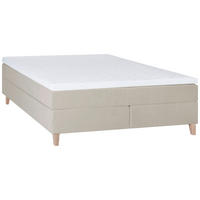 KONTINENTALSÄNG 180/200 cm  i cremefärgad  - vit/naturfärgad, Klassisk, trä/textil (180/200cm) - Ambiente