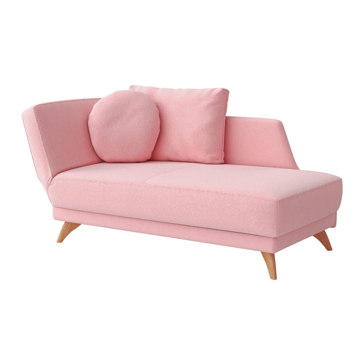 RÉCAMIERE in Flachgewebe Rosa  - Eichefarben/Rosa, Modern, Holz/Textil (205/74/94cm) - Bali
