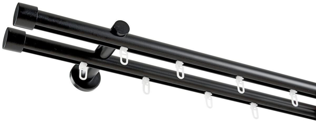 FÜGGÖNYKARNIS SZETT 120 cm  - fekete, Basics, fém (120cm) - Homeware