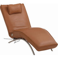 RELAXLIEGE Echtleder Braun  - Edelstahlfarben/Braun, Design, Leder/Metall (70/95/208cm) - Koinor